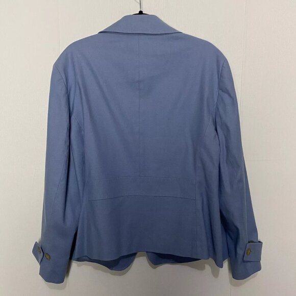 Talbots Blazer Women’s Blue Cotton Linen Blend Button Lined Jacket - Picture 2 of 8